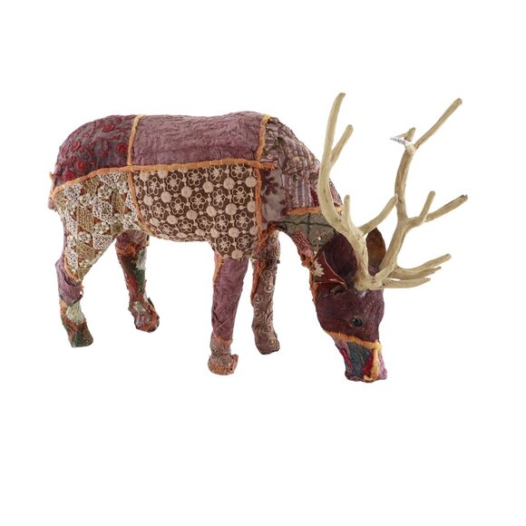 Bavarian Forest Stag Grazing Mixed Media Collectible Whimsy Handmade Festive NWT - Picture 1 of 14